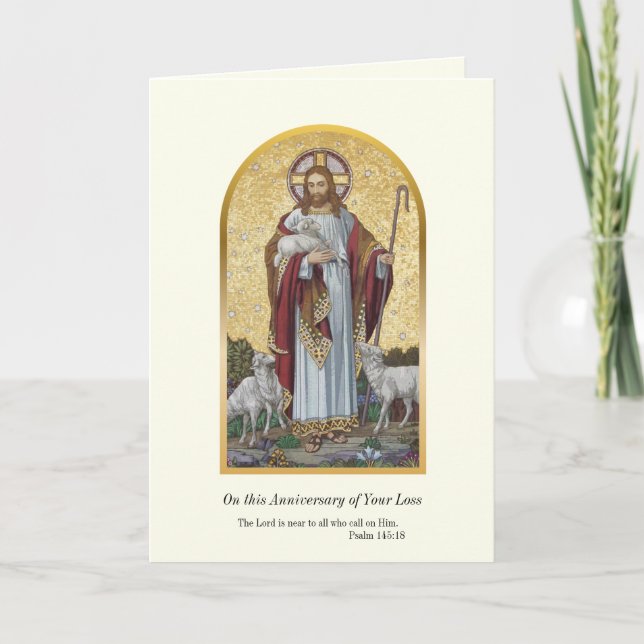 Anniversary Death Loss Loved One Good Shepherd Card (Front)