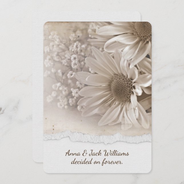 Anniversary dinner invite daisy design (Front/Back)