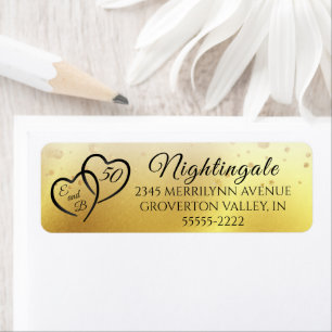 Anniversary Elegant Script Hearts Initial Gold