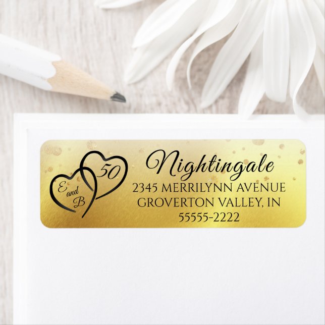 Anniversary Elegant Script Hearts Initial Gold (Insitu)