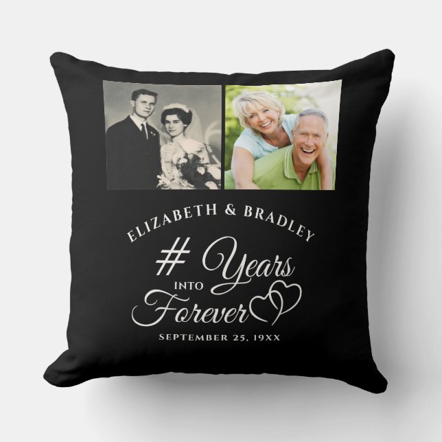 Anniversary Elegant YEARS INTO FOREVER 2 Photos Cushion (Front)