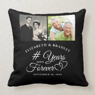 Anniversary Elegant YEARS INTO FOREVER 2 Photos Cushion