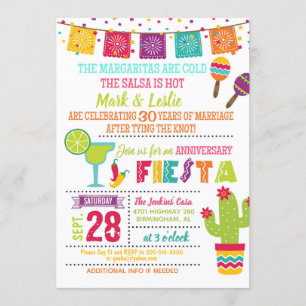 Anniversary Fiesta Invitation - White