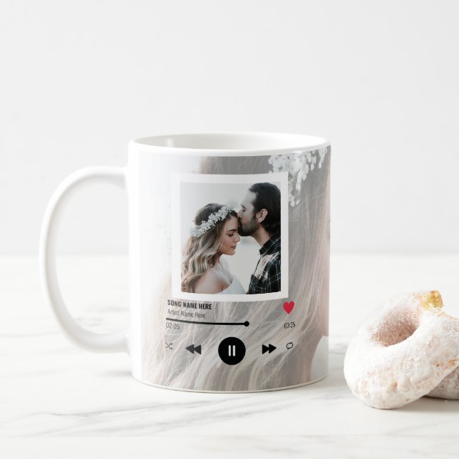 Anniversary First Dance Song Love Couple Photo  Coffee Mug (With Donut)