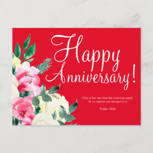 Anniversary Floral Birthday Bible  Postcard