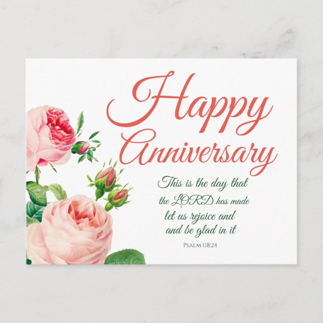 Anniversary Floral Psalm 118:24   Postcard (Front)