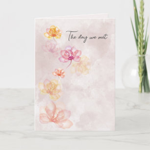 Anniversary Flowers on Pink Abstract  Card