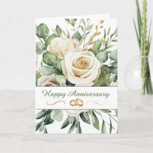 Anniversary for Couple Elegant White Roses Bouquet Card