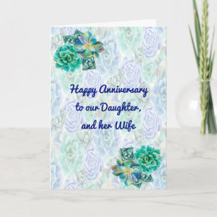 Anniversary for Daughter and Wife in Blue & Green Card