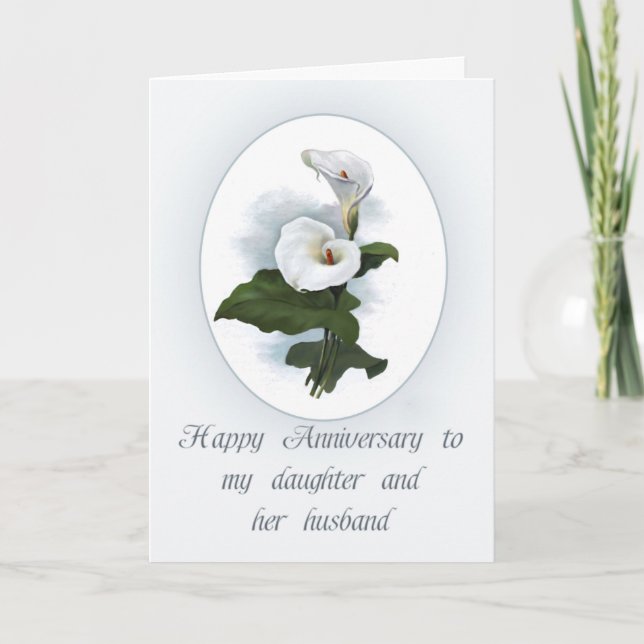 Anniversary for Daughter, Elegant Calla Lilies Card (Front)