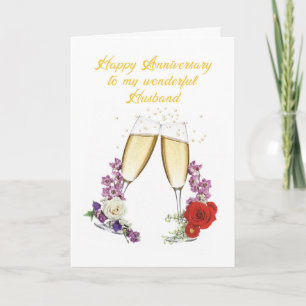 Anniversary for Husband with Champagne Card
