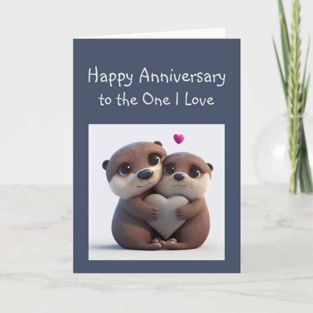  Anniversary Forever Love & Friend Cute Otters Card (Front)