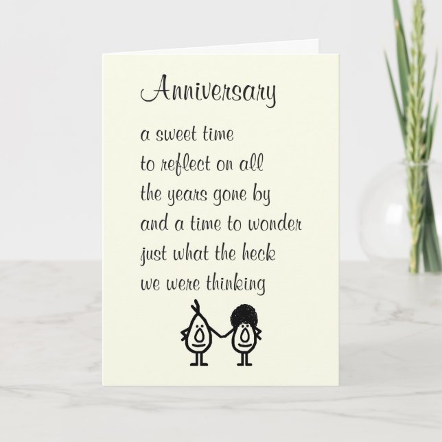 Anniversary Funny Happy Wedding Anniversary Poem Card (Front)