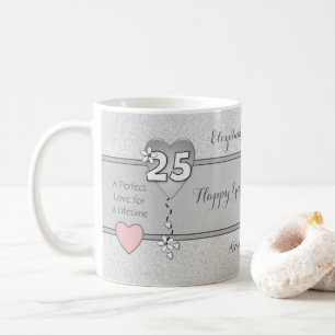 Anniversary gift 25 years with heart and names coffee mug