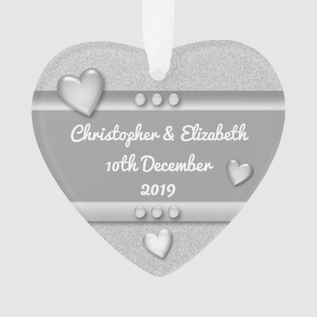 Anniversary gift 25 years with names and date ornament (Front)