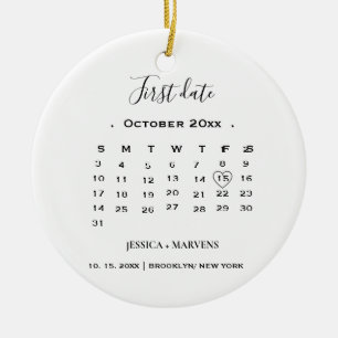 Anniversary Gift calendar First Date Christmas  Ceramic Tree Decoration