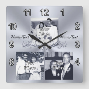 Anniversary Gifts with Pictures and Text or Delete Square Wall Clock