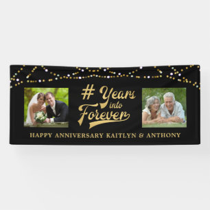Anniversary Gold Lights Photo YEARS INTO FOREVER Banner