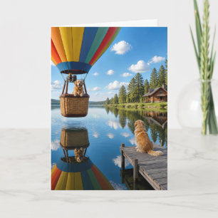 Anniversary Golden Retriever in a Hot Air Balloon Card