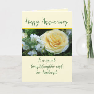 Anniversary Granddaughter & Husband Yellow Rose Card