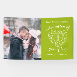 Anniversary green peridot heart personalised photo banner