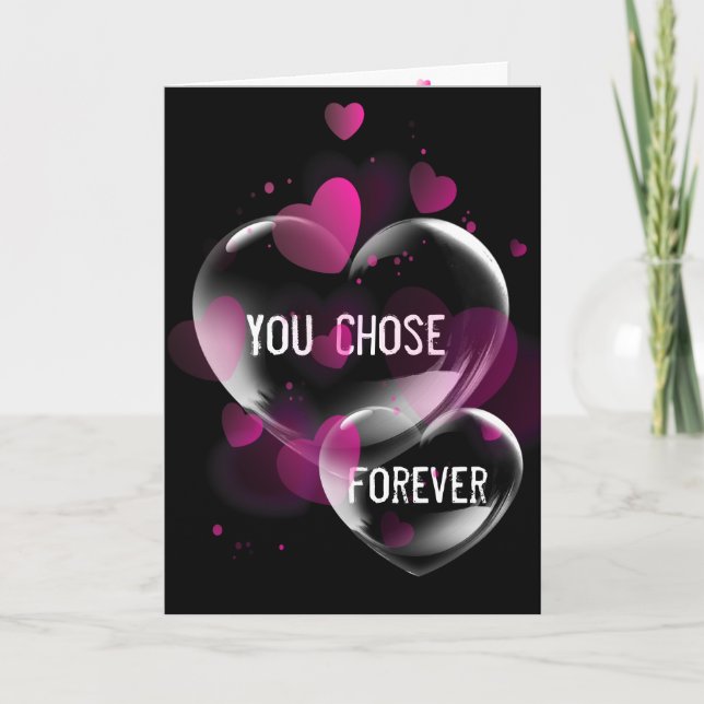 Anniversary Heart Bubbles on Black  Card (Front)