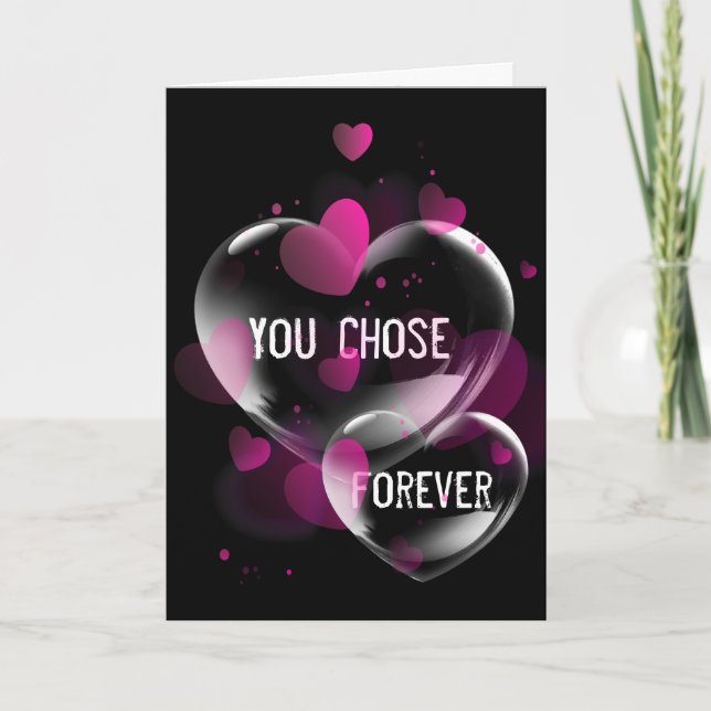 Anniversary Heart Bubbles on Black Card (Front)