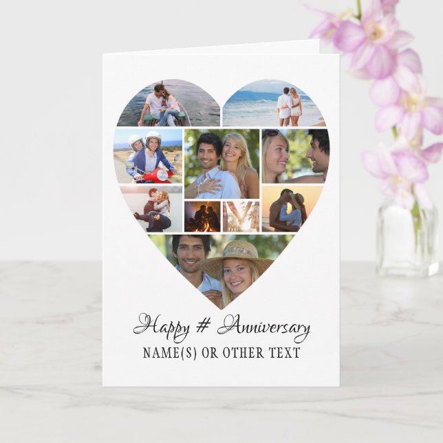 Anniversary Heart Photo Collage Custom Card (Orchid)