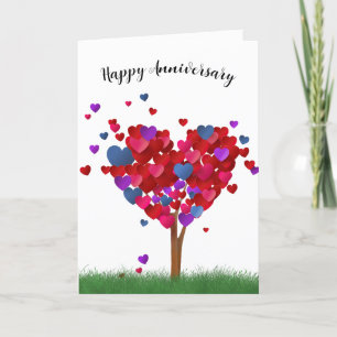 Anniversary Heart Tree In Grass Card