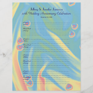 Anniversary Hearts Guest Book Sign-In Filler Page