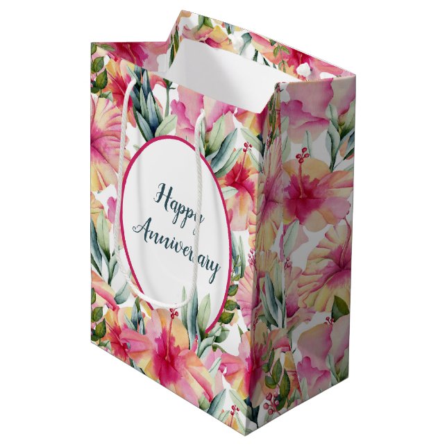 Anniversary Hibiscus Garden   Medium Gift Bag (Front Angled)