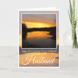Anniversary Husband, Dark Orange Sunrise, Card