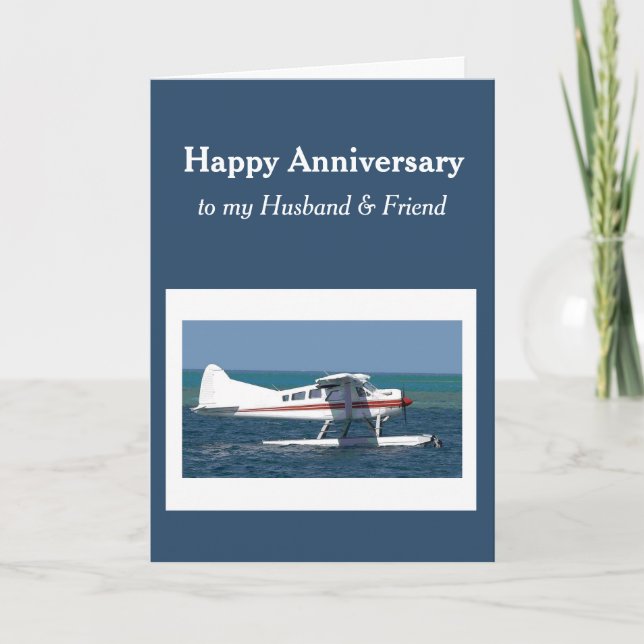 Anniversary Husband Friend Small Bush Plane  Card (Front)