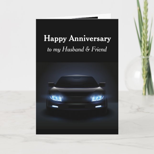 Anniversary Husband Friend Sports Car Automobile  Card (Front)