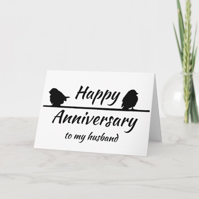 Anniversary Husband Fun Romantic Birds Silhouette Card (Front)
