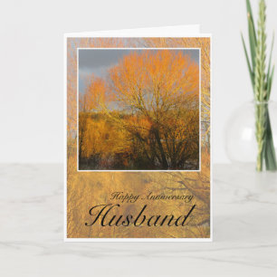 Anniversary Husband, Sunkissed Winter Trees. Card