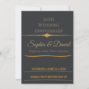 Anniversary Invitation   Elegant Gold Wedding 50th