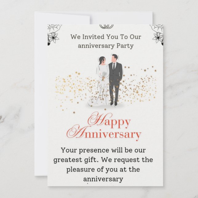 Anniversary invitation flat card (Front)