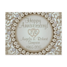 Anniversary Invitation | Gold Heart Monogram