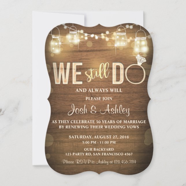Anniversary invitation Rustic Vow Renewal Party (Front)