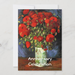 Anniversary invitation. Vase with Red Poppies Invitation