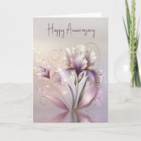 Anniversary Iris Flower With Gold Etching