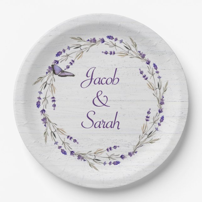 Anniversary Lavender Wreath  with Butterfly Paper Plate (Front)