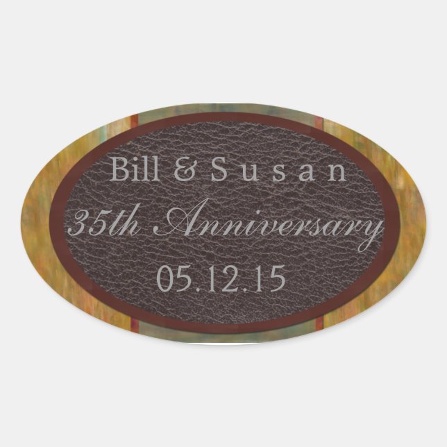 Anniversary leather and plaque label (Front)