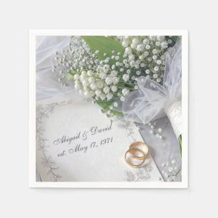 Anniversary Lily of the Valley Bouquet with Rings Napkin