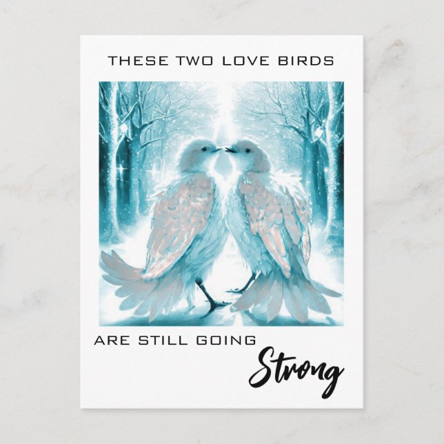 *~* Anniversary Love Birds AP54 Art Winter Postcard (Front)