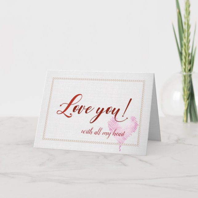 anniversary love you with pink heart card (Front)