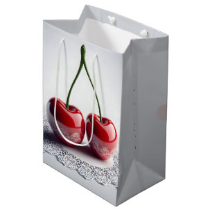 Anniversary Maraschino Cherries On Lace Medium Gift Bag