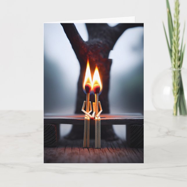 Anniversary Matchsticks With Flames Card (Front)