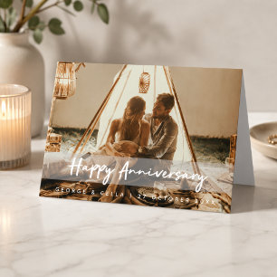 Anniversary Modern Photo Happy Couple Pic & Name Card